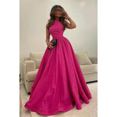 Robe de bal longue trapèze à une épaule et plis uniques