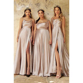 Vestidos de fiesta largos con tirantes finos y abertura alta para mujer con bolsillos