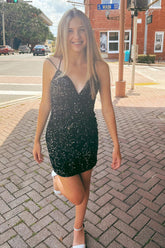 Vestido de fiesta con lentejuelas y espalda con cordones