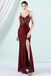 Sequins Sheath Prom Dress with Slit