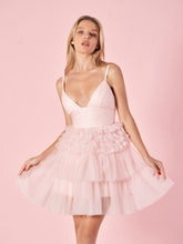 A-Line Deep V Neck Tiered Short Homecoming Dress