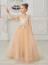 Ball-Gown/Princess Tulle Sweep Train Champagne Flower Girl Dress