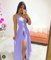 Robe de bal longue trapèze à col en V, robe de soirée formelle Y7112