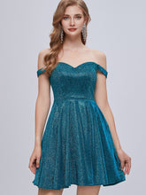 Vestidos cortos de fiesta con escote corazón y hombros descubiertos, corte en A y cordones.