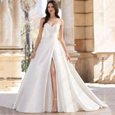 Robes de mariée en Satin sans bretelles pour femmes, robes de soirée de mariée, Sexy, fente haute, moderne, sur mesure, 2023