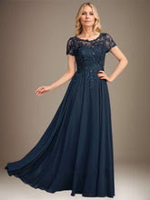 A-Line Scoop Floor-Length Chiffon Mother of the Bride Dress With Applique & Sequins