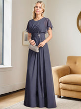 A-line Scoop Floor-Length Chiffon Mother of the Bride Dress With Pleated Beading