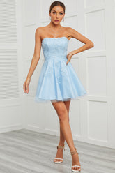 Tulle Short Prom Dress with Appliques