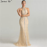 On Sale No Return No Refund Sale Newest Fashion Sexy Mermaid Evening Dresses Halter Beading Luxury Elegant Evening Party Dress Real Photo LA6124
