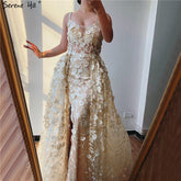 2025 Pink Sleeveless Handmade Flowers Evening Dresses Crystal Sexy Luxury Tulle Evening Gowns Real Photo LA60717