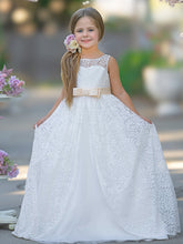 A-line Lace Tulle Floor-length Ivory Dress