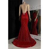 Vestido de fiesta de sirena brillante con tirantes finos y corte negro para chicas