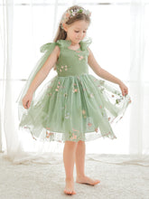 A-Line Sleeveless Floral Embroidered Tulle Toddler Flower Girl Dress