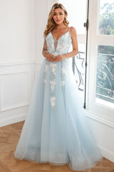 Light Appliques Tulle Prom Dress