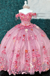 Robe de bal épaules dénudées ornée de fleurs 3D - Robe de Quinceañera pour les 16 ans (Y2633)