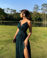 Vestido de fiesta de corte A con escote en V, elegante y moderno, modelo Y6136