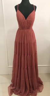 Vestido largo de fiesta corte A con escote en V, encantador vestido de noche Y1351