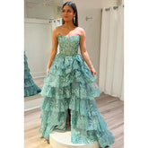 Robe de bal de fin d'année scintillante, sans manches, à épaules dénudées et fente latérale