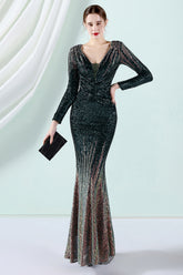 Sequined Long Sleeves Evening Dress