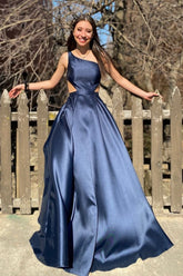 Robe de bal longue asymétrique trapèze