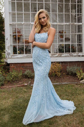 Spaghetti Straps Backless Prom Dress