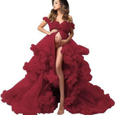 Hot-selling new pregnant women's mesh skirt photo dress deep V perspective photo portrait photography clothing6121#