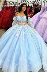 Princess Off the Shoulder Long Sleeves Quinceanera Dress with Appliques