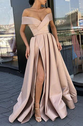 Vestidos de noche elegantes, formales, lisos, con abertura y escote en V (12 colores)