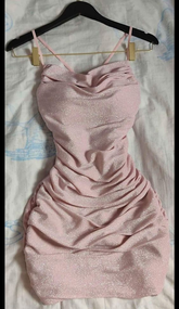 Vestido rosa de tirantes finos, vestido sexy rosa para fiesta de bienvenida Y2036