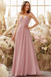 Blush Spaghetti Straps Chiffon Bridesmaid Dress