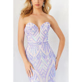 Robe de soirée longue sirène à paillettes, bustier et sans manches