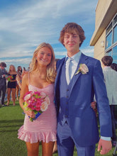 Robe courte rose à fines bretelles, modèle Y1861