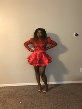 Vestido de fiesta de bienvenida rojo brillante corte A Y4051