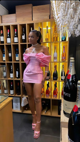 Robe de bal rose à épaules dénudées, robe de bal courte Y1974