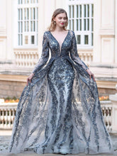 Robe de soirée sirène/trompette Baoleely, col en V, manches longues, longueur au sol