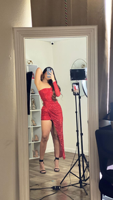 Robe de soirée rouge chic à sequins et ourlet asymétrique, robe de bal rouge Y4301