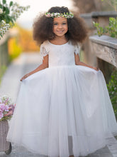 A-line Lace Ankle-length Boho Flower Girl Dress