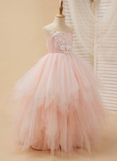 Ball-Gown/Princess Lace Tulle Floor-length Pink Dress (2003226757)