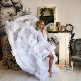 6103#Stylish Off-Shoulder Maternity Dress with White Tulle Skirt maternity dress for photoshoot