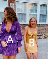 Robe de bal violette trapèze à col en V, robe de soirée violette Y4015