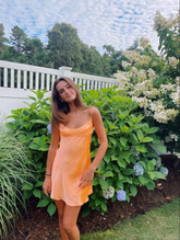 Lindo vestido naranja para la fiesta de bienvenida, vestido de regreso a clases Y2833