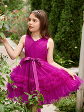 Fuchsia Princess Sleeveless Tulle Flower Girl Dress with Ruffles (010225236)
