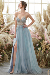 Light Beading Tulle Prom Dress