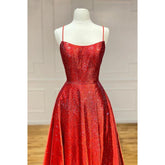 Vestido de fiesta para mujer con tirantes finos, cuentas y brillantes