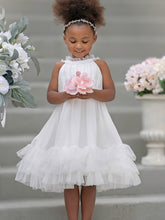 Chiffon Tulle Knee-length Ivory Flower Girl Dress