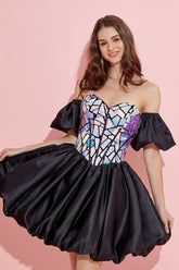 Vestido de fiesta de bienvenida estilo corazón con mangas desmontables