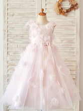 Ball-Gown/Princess Lace Tulle Tea-length Flower Girl Dress