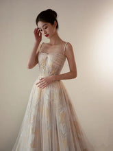 Robe de bal en tulle brodée de fleurs, coupe trapèze, superbe robe de soirée Y287