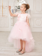 Princess Sleeveless Tulle Flower Girl Dress with Beading and Feather Bow (010224704)