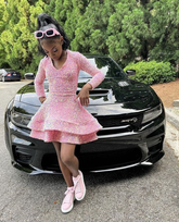 Vestido rosa con lentejuelas y volantes para baile de bienvenida de octavo grado, manga larga Y498